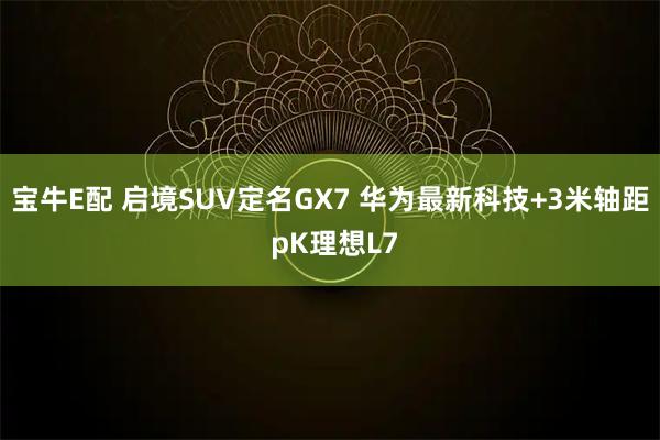 宝牛E配 启境SUV定名GX7 华为最新科技+3米轴距 pK理想L7