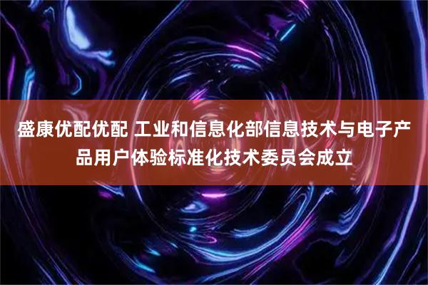 盛康优配优配 工业和信息化部信息技术与电子产品用户体验标准化技术委员会成立
