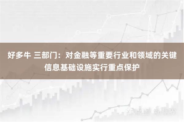 好多牛 三部门：对金融等重要行业和领域的关键信息基础设施实行重点保护
